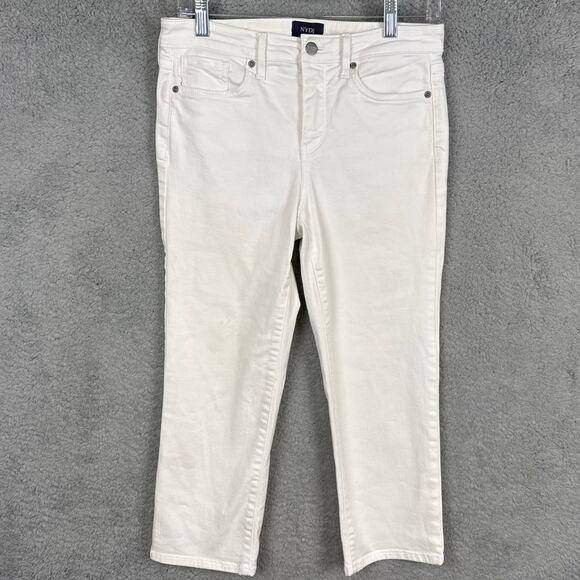 NYDJ White Denim Cropped Jeans Chico’s Collab Size 6 Summer Jeans Versatile - Picture 3 of 11